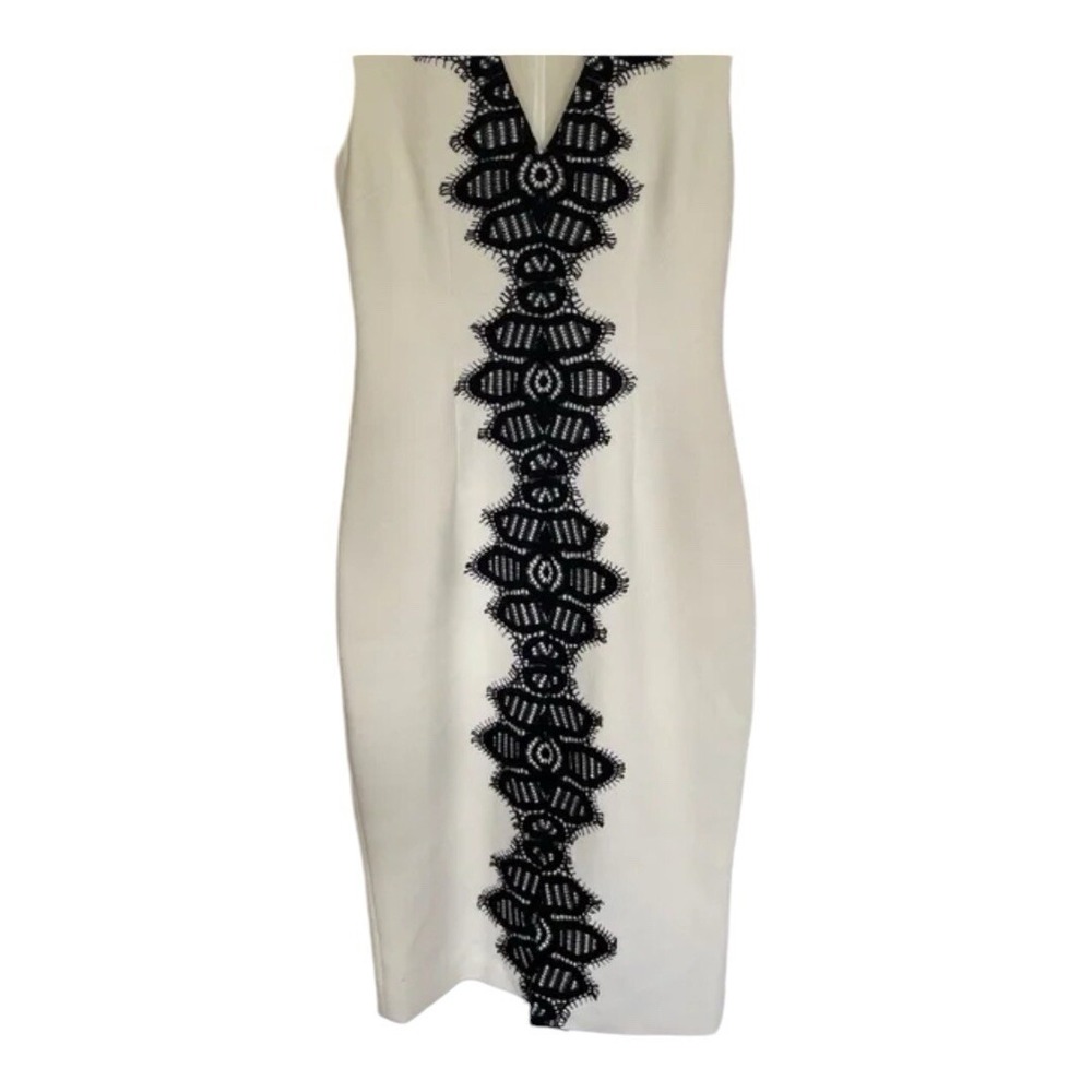 $1690.00 Lela Rose Ivory  Black‎ Lace Sheath  Dress, size  12    NWOT - Picture 4 of 8
